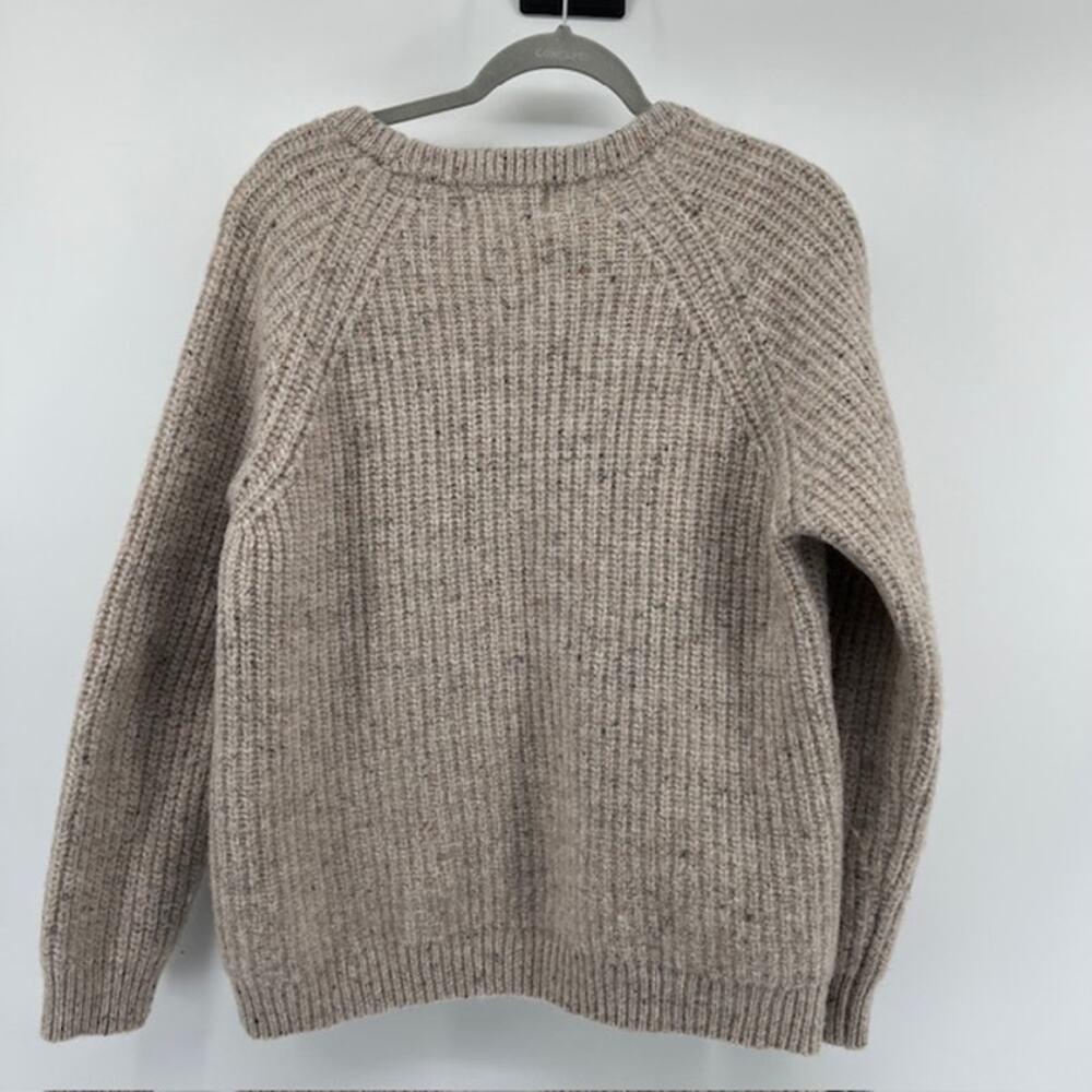 Aran Crafts 100% Wool Crewneck Sweater Womens L Oatmeal Speck Fisherman Ireland - Picture 2 of 8